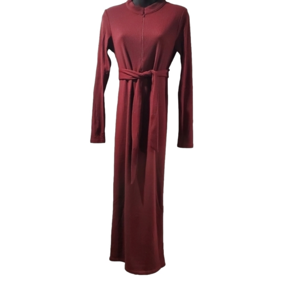 REBDOLLS - Wine Red Ribbed Mini Dress - Sz L